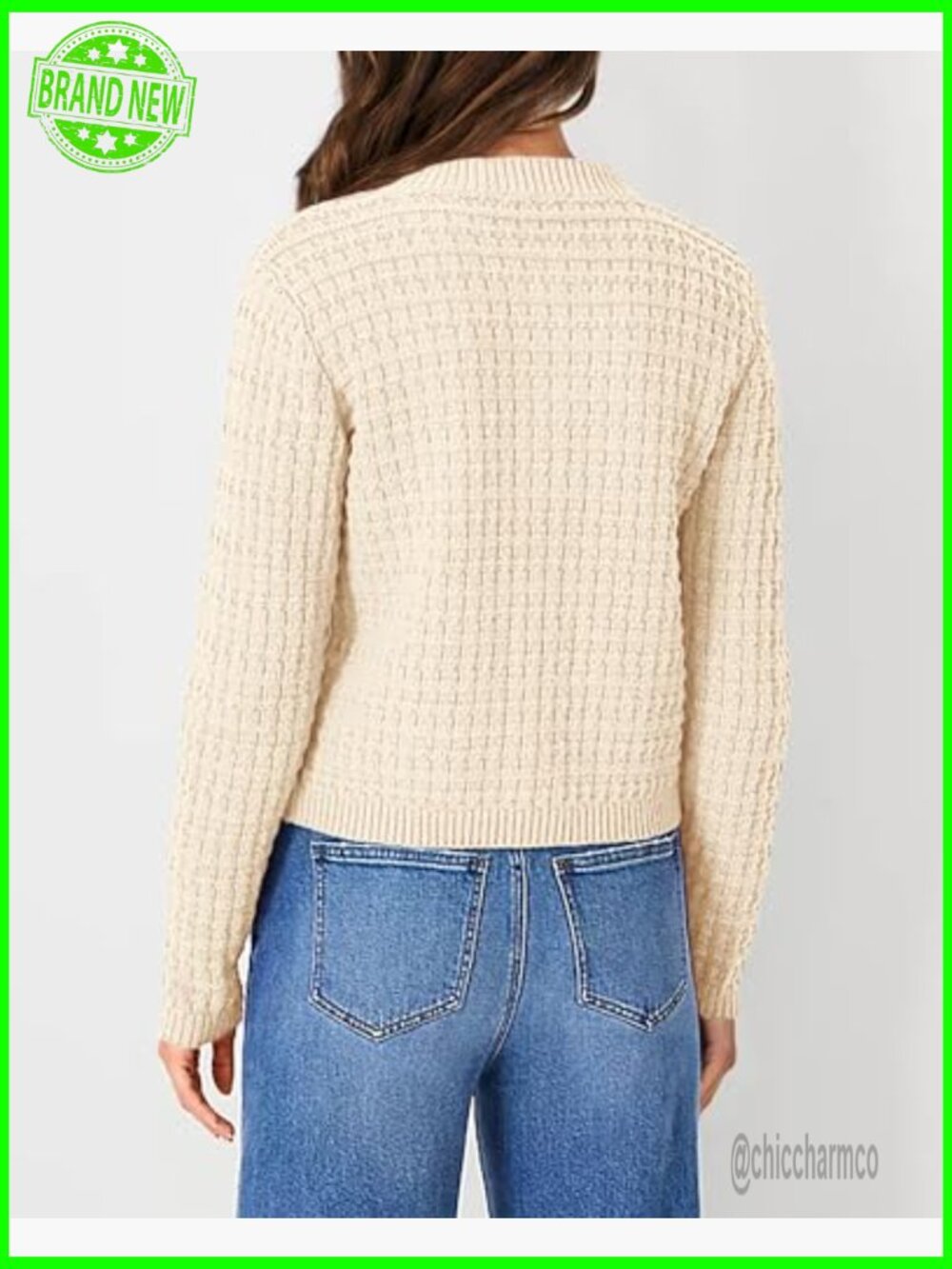 Women's Knit Cardigan Sweater Long Sleeve Open Front Button Down Jacket - Picture 2 of 7